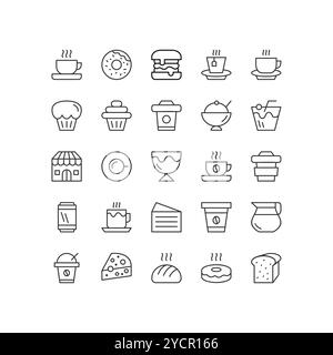 Icône de la meilleure collection Food and Drink Outline Illustration de Vecteur