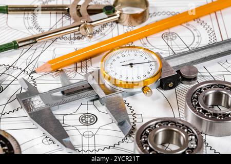 Dessin technique et d'outils Banque D'Images