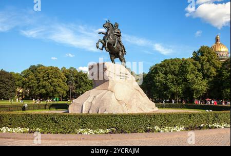 La statue équestre de Pierre le Grand (Bronze Horseman) à Saint-Pétersbourg, Russie (1782) Banque D'Images