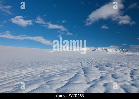 Vatnajoekull, vue sur le plus grand glacier d'Europe, Parc National de Skaftafell, hiver, Islande Banque D'Images