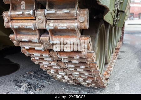 Vue rapprochée de Caterpillar de la Fédération de armored tank Banque D'Images