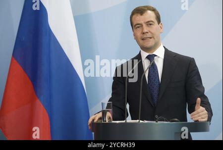 Berlin, DEU, 05.06.2008, le président russe Dmitri Medvedev assiste à une conférence de presse à Berlin, le président russe Dmitri Medvedev, Berlin, Allemagne, UE Banque D'Images