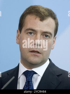 Berlin, DEU, 05.06.2008, le président russe Dmitri Medvedev assiste à une conférence de presse à Berlin, le président russe Dmitri Medvedev, Berlin, Allemagne, UE Banque D'Images