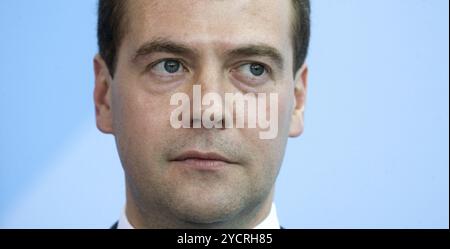 Berlin, DEU, 05.06.2008, le président russe Dmitri Medvedev assiste à une conférence de presse à Berlin, le président russe Dmitri Medvedev, Berlin, Allemagne, UE Banque D'Images