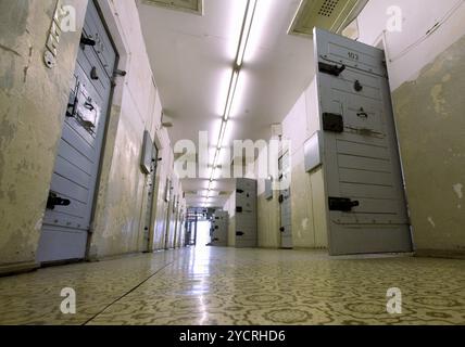 Berlin, 12.09.2008, vue dans un couloir avec cellules de prison de l'ancienne prison centrale du ministère de la sécurité de l'Etat, MFS à Berlin Hohenschoenh Banque D'Images