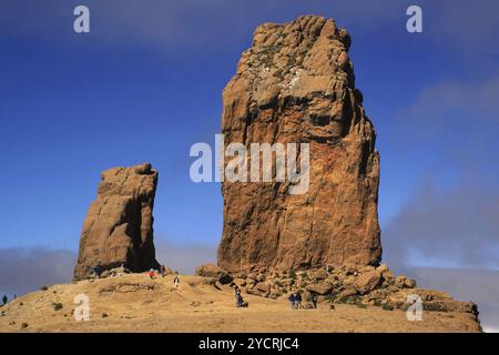 Îles Canaries, Gran Canaria, Roque Nublo, touristes, Gran Canaria, Espagne, Europe, aiguilles de roche, Grande Canarie, Îles Canaries, Espagne, Europe Banque D'Images