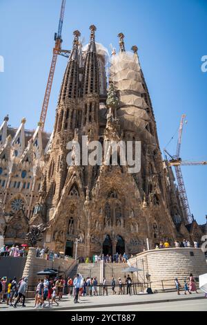 Sagrada Família, ou temple Basílica i Expiatori de la Sagrada Família, église en construction dans le quartier de l'Eixample à Barcelone, Catalogne, Banque D'Images