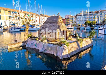 Ville de Grado décoration de Noël sur mer, région de l'Italie Frioul-Vénétie julienne Banque D'Images