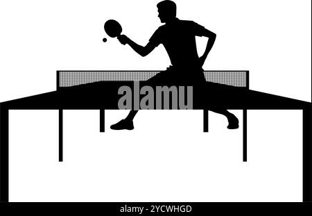 Silhouette d'un athlète masculin jouant au ping-pong, illustration vectorielle Illustration de Vecteur