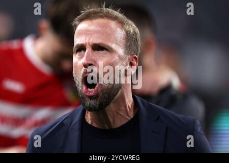 Sebastian Hoeness, entraîneur-chef du VfB Stuttgart, fête à la fin du match de football de l'UEFA Champions League entre le Juventus FC et le VfB Stuttgart au stade Allianz le 22 octobre 2024 à Turin, en Italie . Banque D'Images