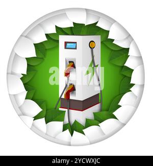 Station de charge électrique pour illustration vectorielle de coupe de papier de voitures Illustration de Vecteur
