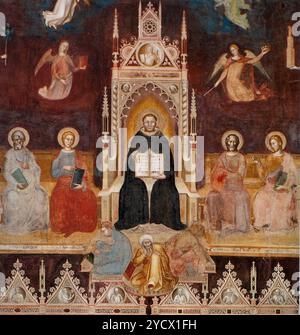 Triomphe de Thomas d'Aquin, Docteur Angelicus, avec les saints et les anges, Andrea di Bonaiuto, 1366. Basilique de Santa Maria Novella, fresque. Andrea di Bonaiuto Banque D'Images