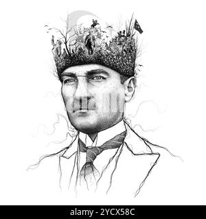 Ataturk illustration numérique, leader de la Turquie Banque D'Images