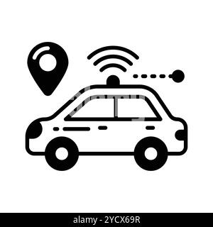 Une icône de voiture intelligente, automobile connectée wifi, vecteur de technologie automobile ai Illustration de Vecteur