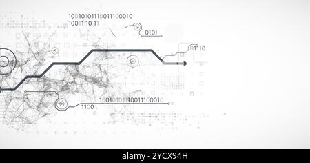 Contexte abstrait sur des sujets technologiques et scientifiques. Effet plexus avec divers détails techno. Vecteur dessiné à la main. Illustration de Vecteur