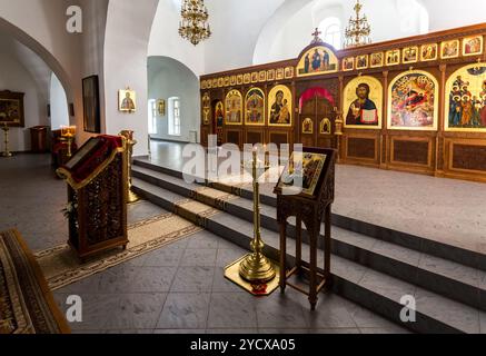 Intérieur de la cathédrale du Sauveur au monastère orthodoxe des hommes de George (Yuriev) Banque D'Images