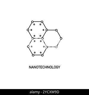 Icône nanotechnologie de la collection future Technology. Nanotechnologie linéaire mince, science, icône de contour de molécule isolé sur fond blanc. Ligne v Illustration de Vecteur