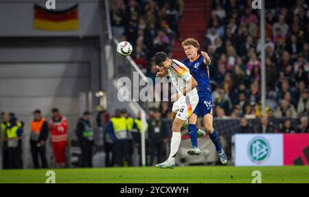 Munich, Allemagne. 14 octobre 2024. Aleksandar Pavlovic (DFB) Mats Wieffer (NED) Allemagne - pays-Bas Deutschland - Niederlande 14.10.2024 Copyright ( Banque D'Images