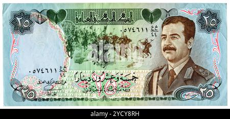 Billet Iraq vintage avec Saddam Hussein portrait Banque D'Images