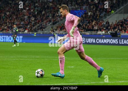 Ligue des champions, jour 3, 22-10-2024, Stadio Giuseppe Meazza, Milan - Bruges, sur la photo : Simon Mignolet lors de l'AC Milan vs Club Brugge KV, match de football de l'UEFA Champions League à Milan, Italie, le 22 octobre 2024 Banque D'Images