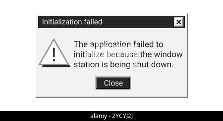Message d'échec de l'initialisation de la fenêtre en noir. Illustration de Vecteur
