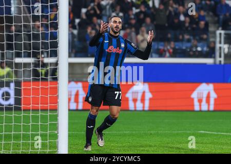 Bergame, Italie. 23 octobre 2024. Davide Zappacosta d'Atalanta BC réagit lors du match de football UEFA Champions League 2024/25 phase - Matchday3 entre Atalanta BC et Celtic FC au Gewiss Stadium. Score final : Atalanta BC 0 : 0 Celtic FC. (Photo de Fabrizio Carabelli/SOPA images/Sipa USA) crédit : Sipa USA/Alamy Live News Banque D'Images