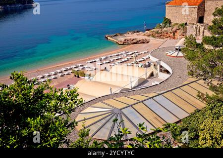 Plage de Banje à Dubrovnik vue Banque D'Images