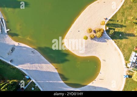 Lac Bundek à Zagreb vue aérienne Banque D'Images