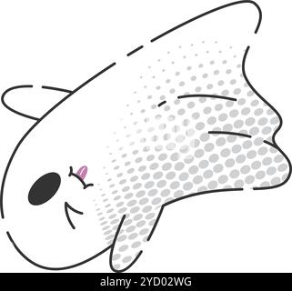 Volant fantôme de bande dessinée soufflant baiser avec motif demi-ton, vecteur Illustration de Vecteur