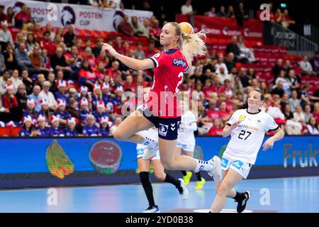 Larvik 20241024. La norvégienne Henny Ella Reistad lors du match international de handball entre la Norvège et l'Allemagne dans la Jotron Arena, avant la ce de handball en Autriche, Hongrie et Suisse en décembre. Photo : Beate Oma Dahle / NTB Banque D'Images