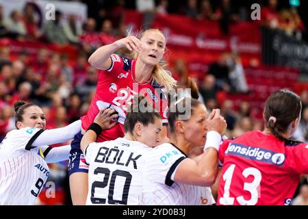 Larvik 20241024. La norvégienne Henny Ella Reistad lors du match international de handball entre la Norvège et l'Allemagne dans la Jotron Arena, avant la ce de handball en Autriche, Hongrie et Suisse en décembre. Photo : Beate Oma Dahle / NTB Banque D'Images