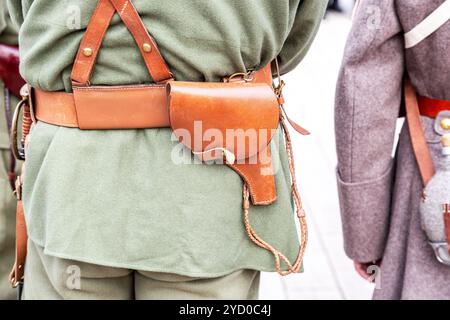 Étui en cuir vintage sur la ceinture Banque D'Images