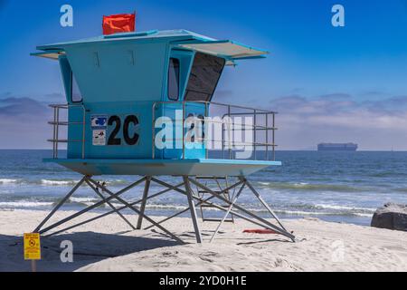 Tour de sauveteur bleue à Coronado, Californie Banque D'Images