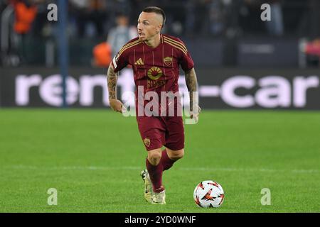 Rome, Latium. 24 octobre 2024. Angelino de L'AS Roma lors du premier tour de qualification de la Ligue Europa - 3ème match d'étape entre Roma et Dynamo Kiyv au stade olympique, Italie, le 24 octobre 2024. Crédit crédit : massimo insabato/Alamy Live News Banque D'Images