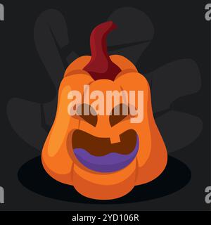 Citrouille jack-o-lanterne haute avec expression surprise, vecteur Illustration de Vecteur