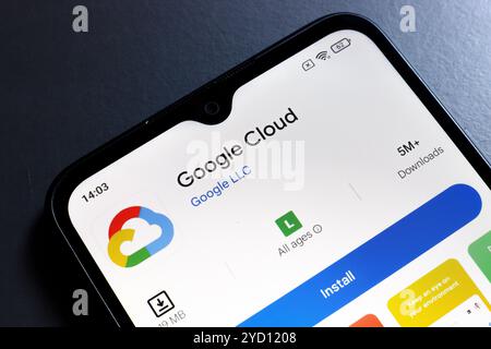 24 octobre 2024, Portugal. Dans cette illustration photo, le logo de l'application Google Cloud s'affiche sur l'écran d'un smartphone Banque D'Images