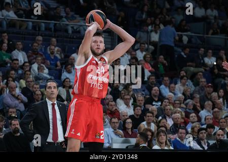 Madrid, Espagne. 24 octobre 2024. Mike Daum du Real Madrid lors du match de Turkish Airlines EuroLeague entre le Real Madrid et Crvena Zvezda Belgrade au Wizink Center le 24 octobre 2024 à Madrid Espagne crédit : Sipa USA/Alamy Live News Banque D'Images