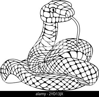 Serpent dans l'illustration vectorielle de technique de doodle. Livre de coloriage Illustration de Vecteur