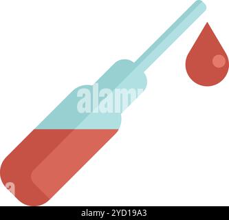 Tube à essai sanguin avec une goutte de sang tombant de lui, représentant un test de laboratoire médical Illustration de Vecteur