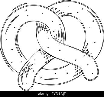 Bretzel dessiné à la main avec des grains de sel et forme torsadée vecteur Illustration de Vecteur