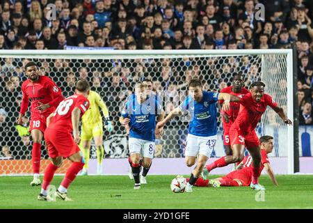 Glasgow, Royaume-Uni. 24 octobre 2024. Les Rangers FC ont joué contre la FCSB au stade Ibrox dans la ligue européenne de l'UEFA. Le score final était Rangers 4 - 0 FCSB. Les buts ont été marqués par T. Lawrence 10 mins, V. Cerny 31 mins et 55 mins, M Igamane 71 mins. Crédit : Findlay/Alamy Live News Banque D'Images