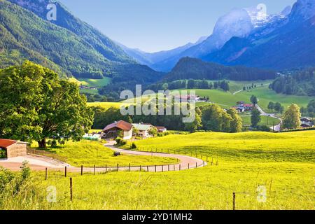 Vallée de Ramsau dans la région alpine de Berchtesgaden vue sur le paysage Banque D'Images