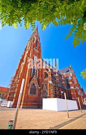 Osijek cathédrale de St Pierre et St Paul vue colorée Banque D'Images