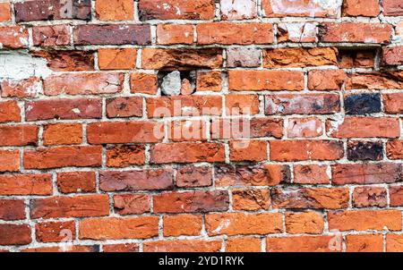 Mur de briques rouges rugueux comme texture de fond Banque D'Images