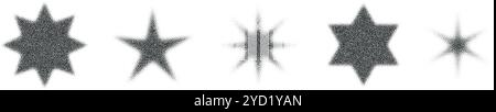 Starburst demi-teinte avec points de dégradé et effet de bruit granuleux. Figure abstraite avec motif de décoloration et demi-ton. Illustration vectorielle plate isolée sur Illustration de Vecteur