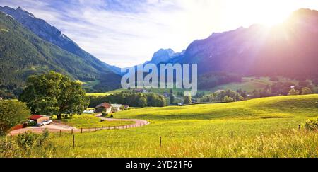 Vallée de Ramsau à Berchtesgaden vue panoramique sur le paysage de la région alpine Banque D'Images