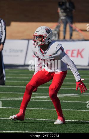 Logan UT, États-Unis. 19 octobre 2024. Lobos cornerback Noah Avinger (1) en action le match avec les Lobos du Nouveau-Mexique et l'État de l'Utah a eu lieu au Merlin Olson Field à Logan UT. David Seelig/Cal Sport Medi. Crédit : csm/Alamy Live News Banque D'Images