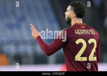 Rome, Italie. 24 octobre 2024. Mario Hermoso de L'AS Roma vu lors de la première ronde de qualification de l'Europa League - 3ème match d'étape entre Roma vs Dynamo Kiyv au stade olympique. Score final comme Roma 1 : 0 Dynamo Kiyv (photo par Mattia Vian/SOPA images/Sipa USA) crédit : Sipa USA/Alamy Live News Banque D'Images