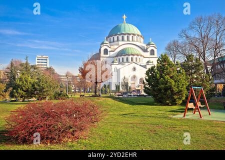 Belgrade. L'église ou le temple de Saint Sava à Belgrade vue colorée Banque D'Images