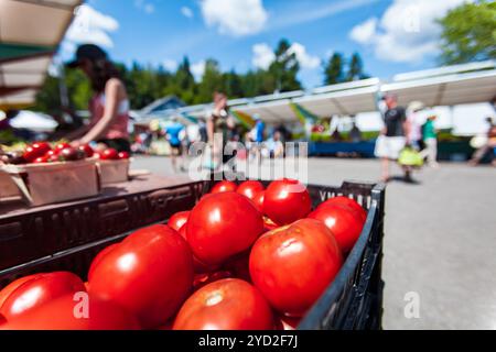 Image Gros plan avec des couleurs vives, des prises à l'extérieur dans un marché d'agriculteurs canadiens-français sur un très beau Banque D'Images